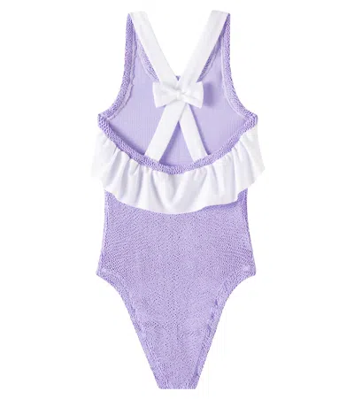 Hunza G Kids' Lara Swimsuit In Purple