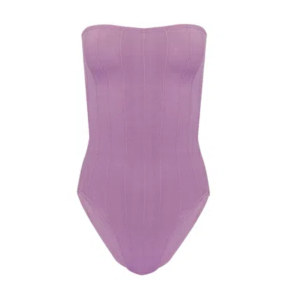 Hunza G Lavender One Piece Strapless Swimsuit In Purple