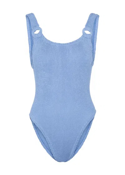 Hunza G Domino Seersucker Swimsuit In Light Blue