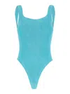 Hunza G Light Blue One-piece Swimsuit With Squared Neckline In Tech Fabric Stretch Woman