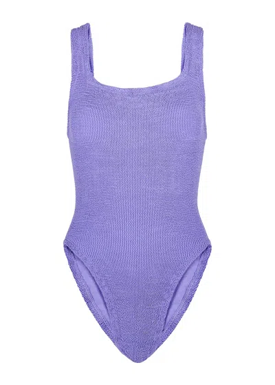 Hunza G Square Neck One-piece Swimsuit In Lilac In Purple