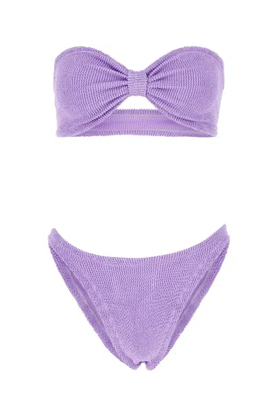 Hunza G Lilac Stretch Nylon Jean Bikini In Blue
