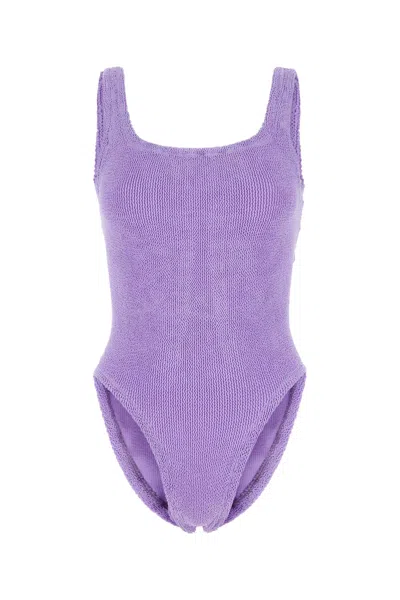 Hunza G Lilac Stretch Nylon Swimsuit