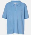 Hunza G Embroidered Cotton-terry Polo Shirt In Blue
