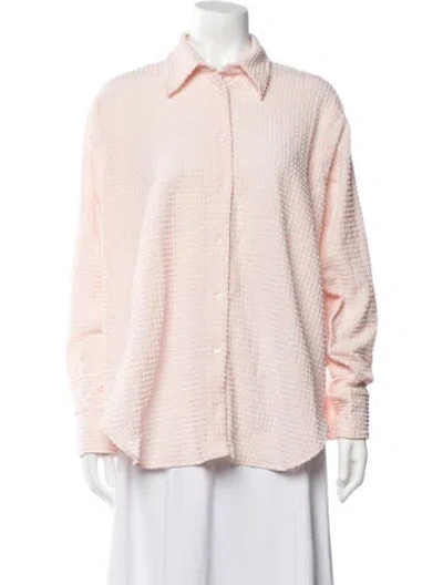 Pre-owned Hunza G Long Sleeve Button-up Top In Pink