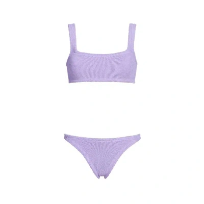 Hunza G Xandra High-cut Leg Square Neckline Bikini Set In Purple