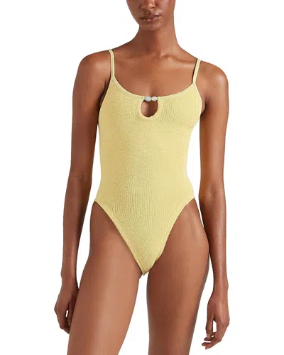 Hunza G Mia Beaded One Piece Swimsuit In Yellow