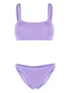 Hunza G Mid-rise Crinkled Bikini Set In Purple