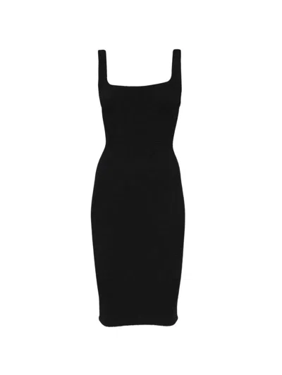 Hunza G Midi Dress With Square Neckline In Black