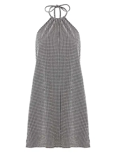 Hunza G Mini Dress In Seersucker Check In Gray