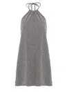 Hunza G Halter Neck A-line Check Dress In Gray