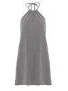 Hunza G Halter Neck A-line Check Dress In Gray
