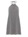 Hunza G Halter Neck A-line Check Dress In Gray