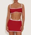 Hunza G Textured Fabric Skirt For Sun Protection In Red/white