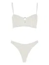 Hunza G 'misty' White Bikini With Fixed Spaghetti Straps And Cut-out With Ring In White