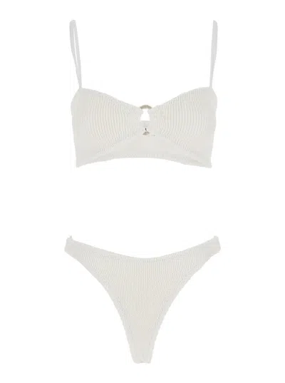 Hunza G Misty Bikini Pearly Hoop In White