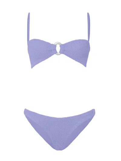 Hunza G Misty Bikini With Pearl Circle Lilac In Blue