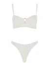 Hunza G 'misty' White Bikini With Fixed Spaghetti Straps And Cut-out With Ring In White