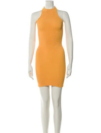 Pre-owned Hunza G Mock Neck Mini Dress In Orange