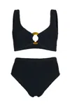 Hunza G Womens Black Nadine Seersucker Bikini Set In Black
