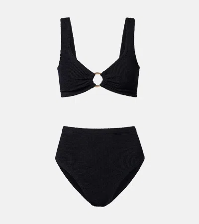 Hunza G Womens Black Nadine Seersucker Bikini Set