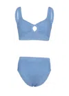 Hunza G Nadine Bikini Fabric Covered Hoops Cornflower In Blue