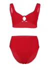 Hunza G Nadine Bikini Fabric Covered Hoops Red In Red