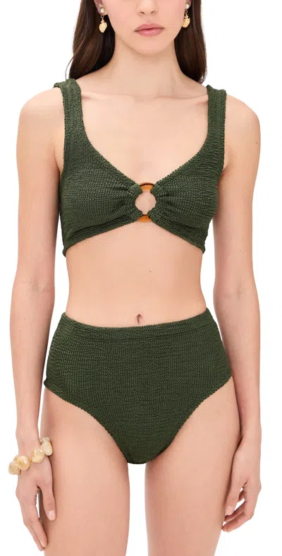 Hunza G Nadine Bikini Metallic Khaki In Green
