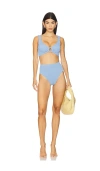 Hunza G Nadine Metallic Seersucker Bikini In Blue