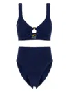 Hunza G High Waist Scoop Neck Cut-out Bikini In Blue