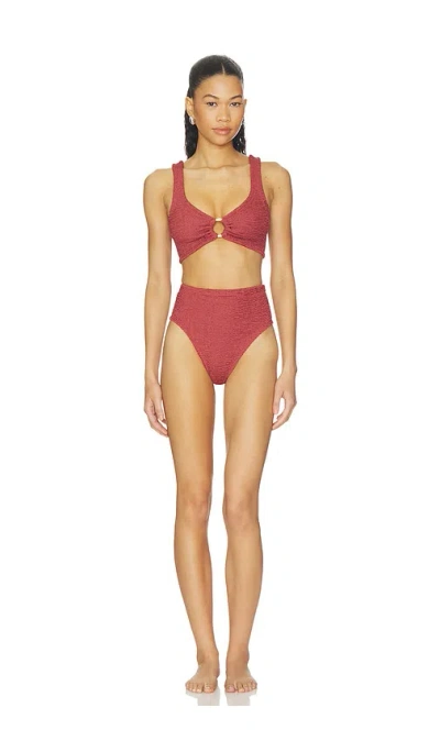Hunza G Nadine Bikini Set With Gold Hoop In Brown