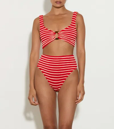 Hunza G Nadine Bikini Stripe In Red/white
