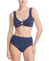 Hunza G Nadine Striped Seersucker Bikini In Navy White