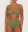 Hunza G Nadine Bikini In Metallic Moss/white