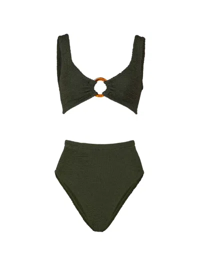 Hunza G Nadine Crinkle-effect Bikini In Green