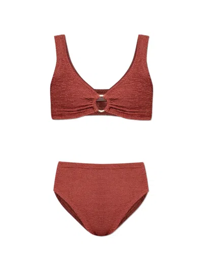 Hunza G Nadine Crinkle-effect Bikini In Red