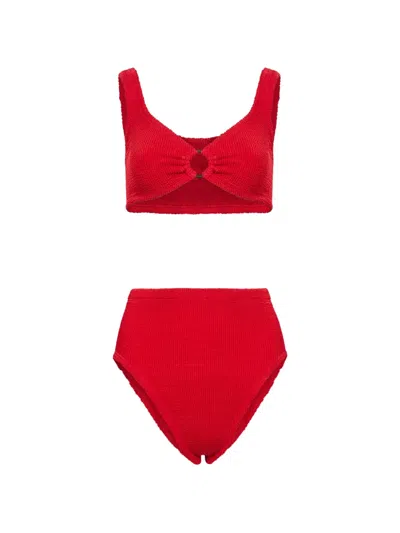 Hunza G Nadine Crinkle-effect Bikini In Red