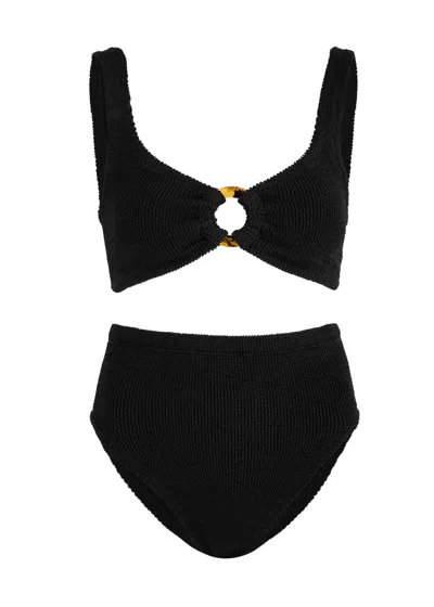 Hunza G Nadine Seersucker Bikini In Black