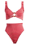 Hunza G Nadine Stripe Two-piece Swimsuit In Red