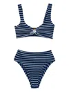 Hunza G Hallie Striped Ring-detail Bikini In Blue