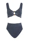 Hunza G Nadine Striped Seersucker Bikini In Navy