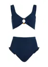 Hunza G Nadine Striped Seersucker Bikini In Navy