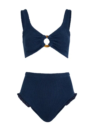 Hunza G Nadine Striped Seersucker Bikini In Black