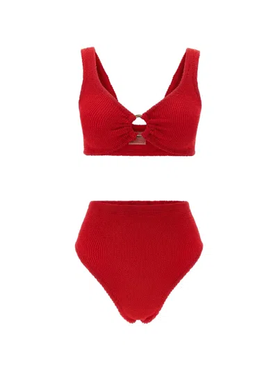 Hunza G Nadine With Gold Hoop Bikini In Red