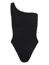 Hunza G Nancy Asymmetric Ribbed Swimsuit In Black