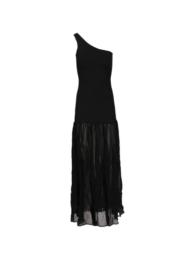 Hunza G Nancy Hybrid Crinkle-effect Maxi Dress In Black