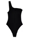 Hunza G Nancy One-shoulder Crinkle One-piece Swimsuit In Black