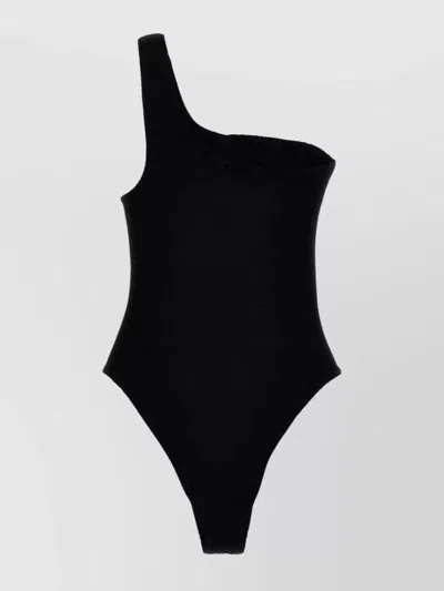 HUNZA G 'NANCY' ONE-SHOULDER HIGH-CUT TEXTURED SWIMSUIT