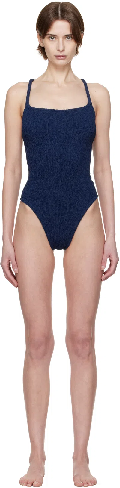 Hunza G Navy Bette Swimsuit In Blue