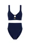 Hunza G High Waist Scoop Neck Cut-out Bikini In Blue